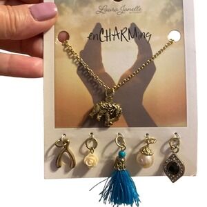 Laura Janelle enCharming Gold Elephant Necklace with 5‎ Interchangeable Charms
